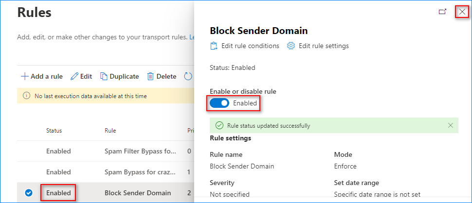 block a domain in office 365