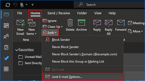 exchange block email address