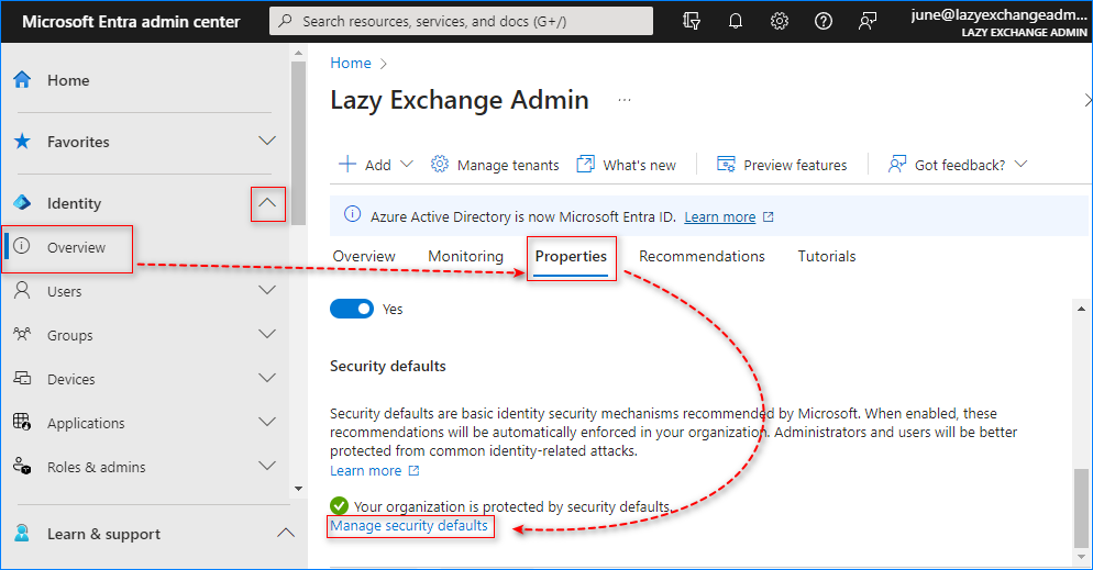 office 365 disable security defaults