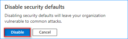 disable security defaults