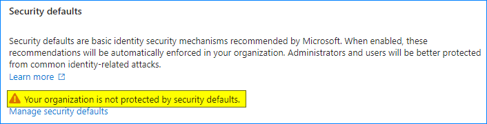 microsoft 365 disable security defaults