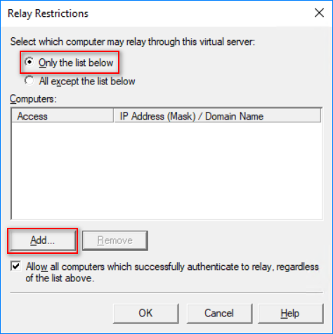 iis smtp relay server