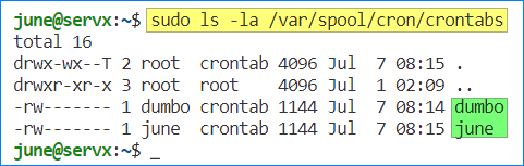 linux cron list