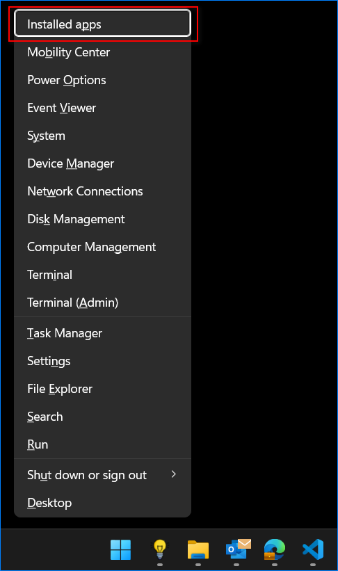 export list of installed apps windows