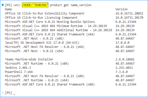 export installed programs list