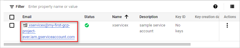 gcloud Service Account Key ID