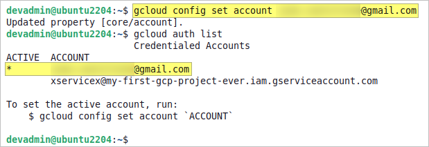 gcloud config set