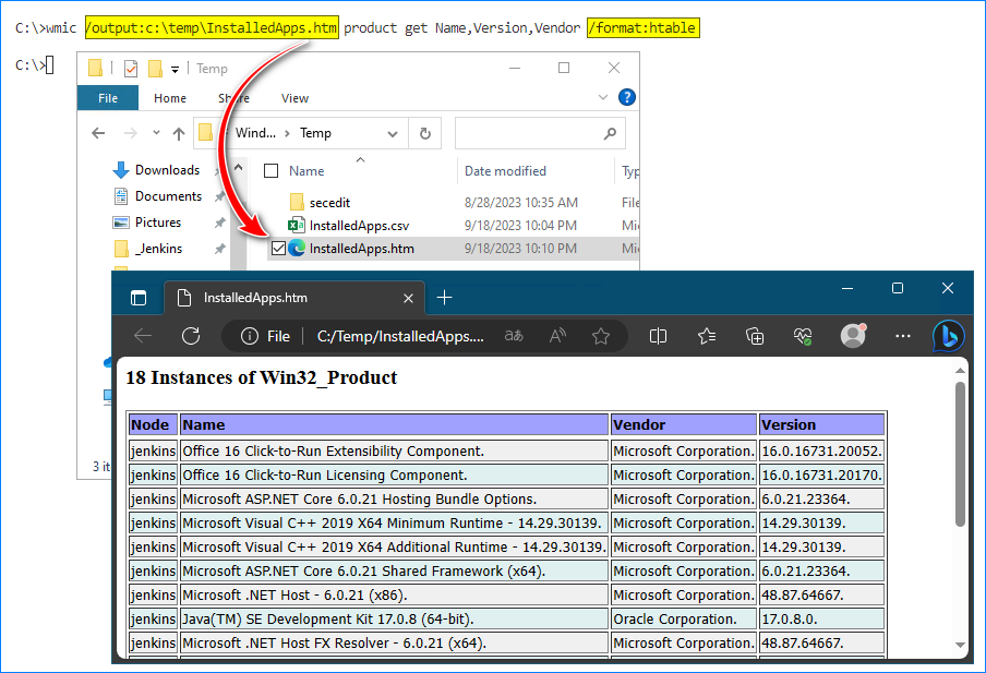 list all programs installed on windows