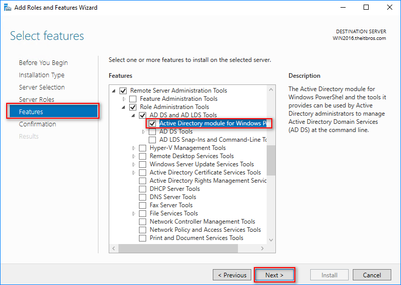 powershell active directory module windows