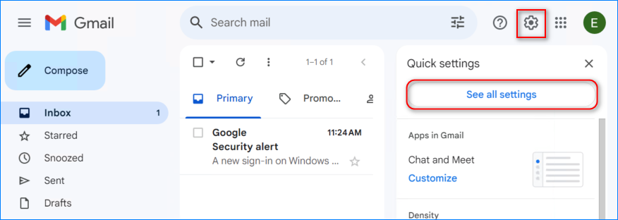 gmail outlook settings