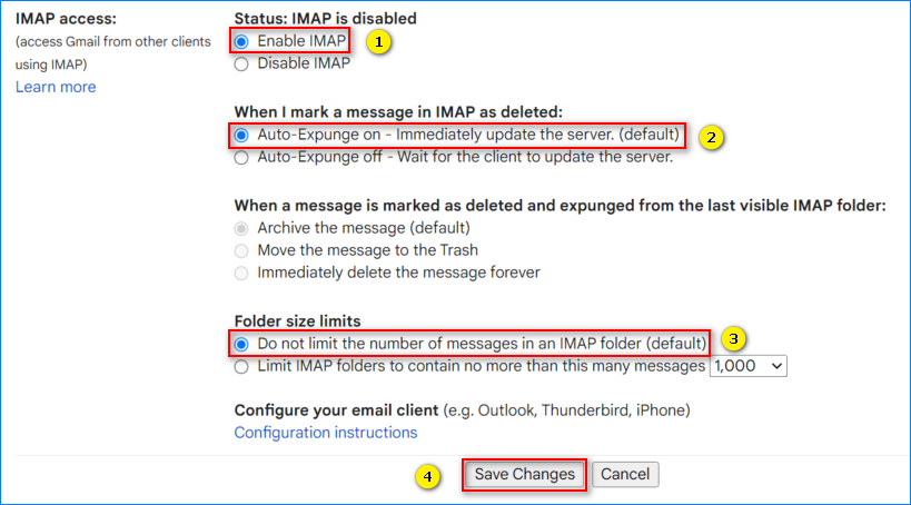 setup gmail in outlook pop3