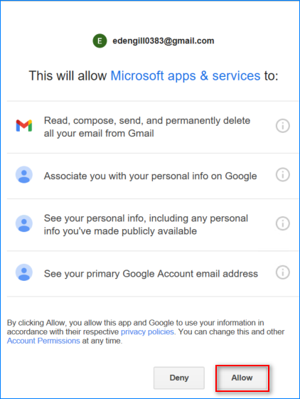 outlook settings for gmail