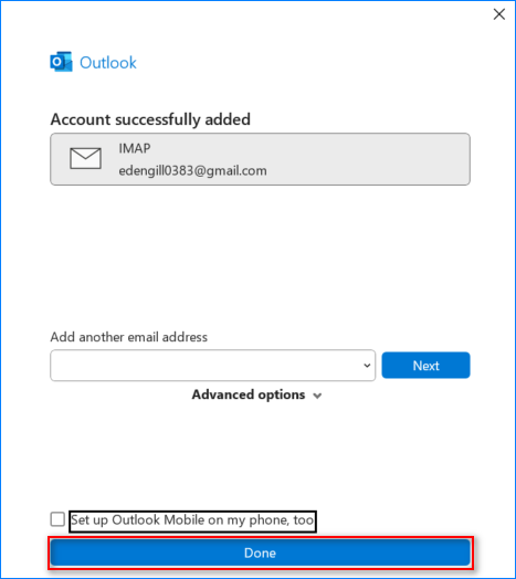 google imap settings outlook