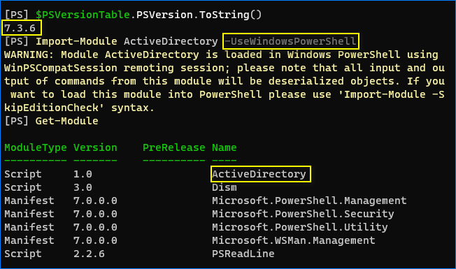 powershell import module active directory