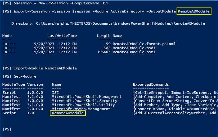 powershell ad module