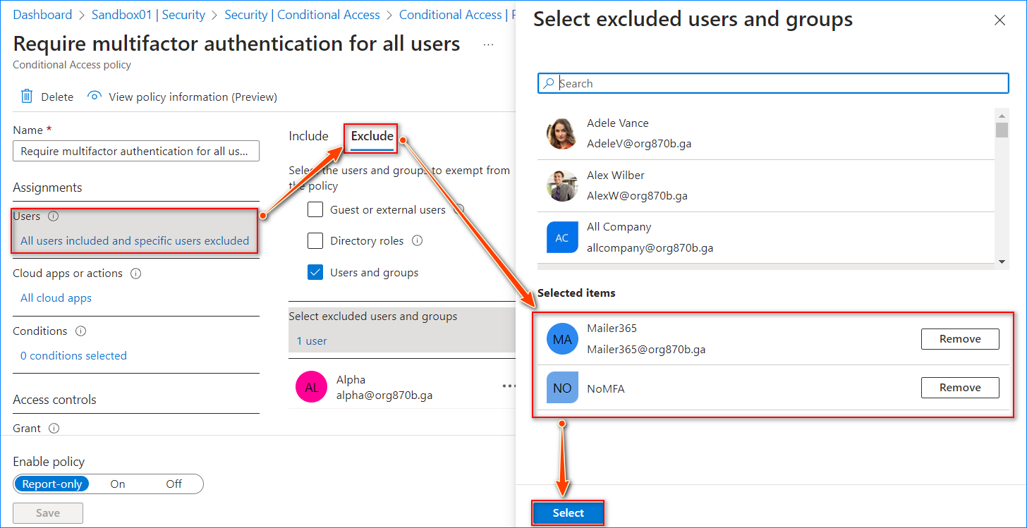 how to disable mfa in azure for a user