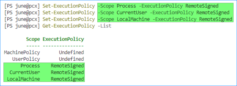 set executionpolicy powershell