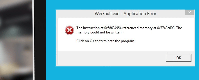 werfault.exe application error