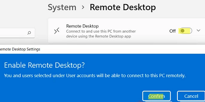 enable remote desktop remotely