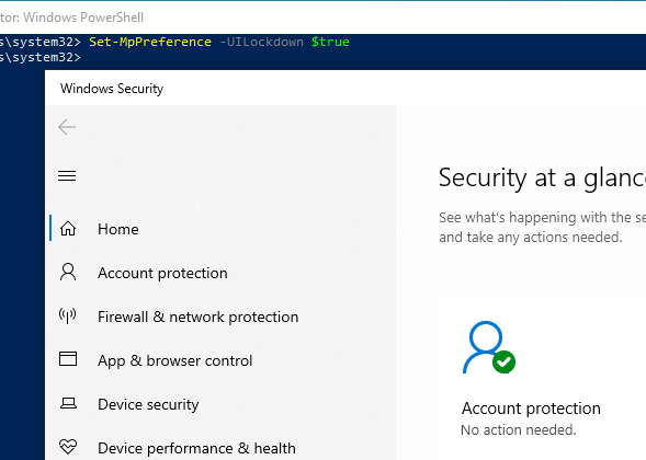 disable windows defender permanently powershell