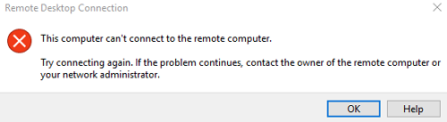 this computer can't connect to the remote computer