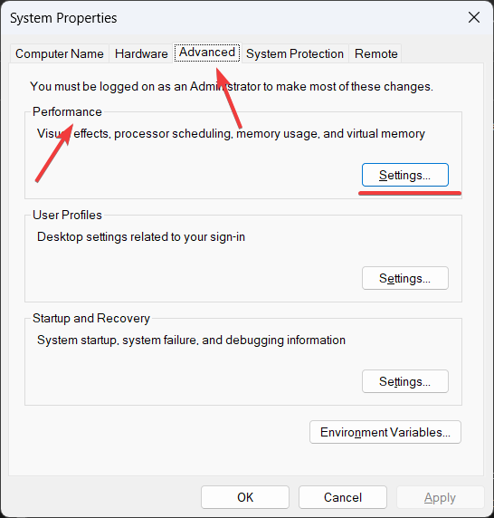 disable swapfile.sys