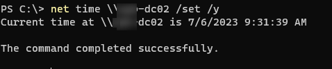 command to sync time with domain controller