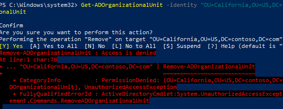 active directory cannot delete organizational unit