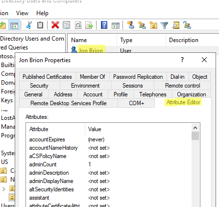 view attribute editor active directory