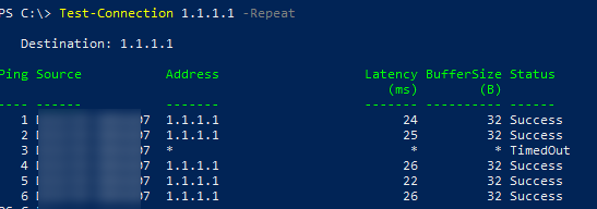 ping test powershell