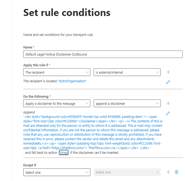 add disclaimer to email office 365