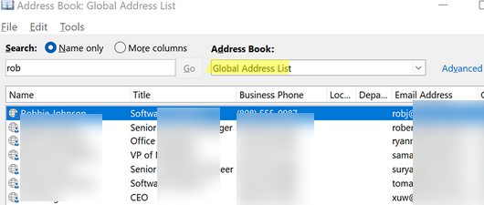 outlook global address list