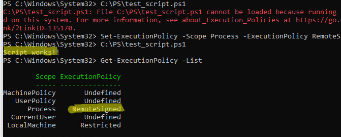 powershell running scripts is disabled
