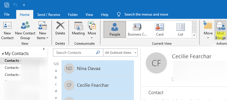 outlook mail merge
