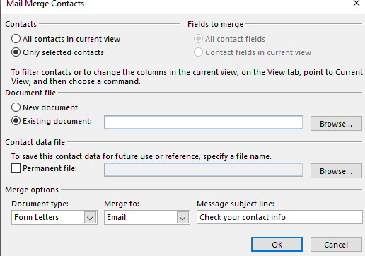 email merge outlook