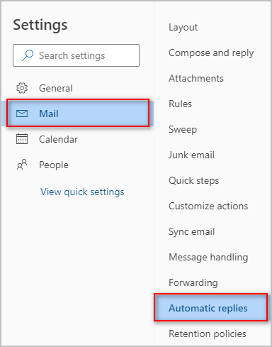 set out of office exchange admin center