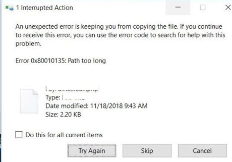 file path too long