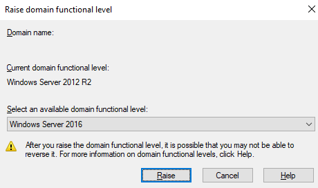 raise forest functional level powershell